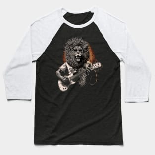 Cool Lion Playing a Guitar Baseball T-Shirt